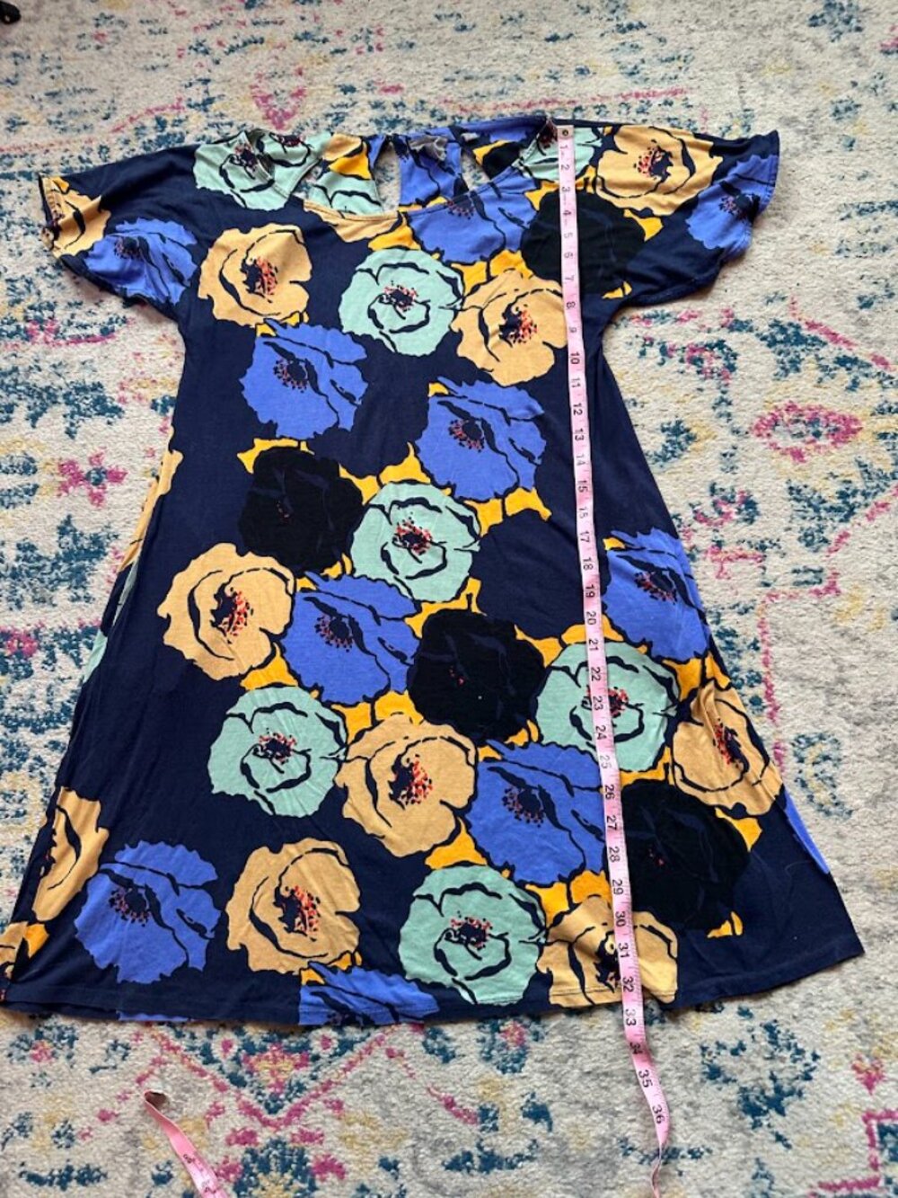 Anthropologie Vanessa Virginia "Mina" Silk Blend Floral Shift Dress - Med. - Picture 7 of 10